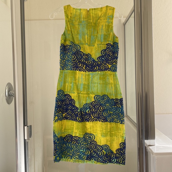 NWT Anthropologie Tabitha Neon Azure Scroll Dress 0 - Picture 3 of 7